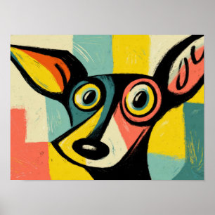 Póster Retrato de Perro Colorido de Pop Art