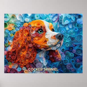Póster Retrato de perro de Cocker Spaniel Quilling Art