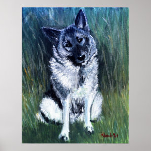 Póster Retrato de perro de Elkhound de Noruega