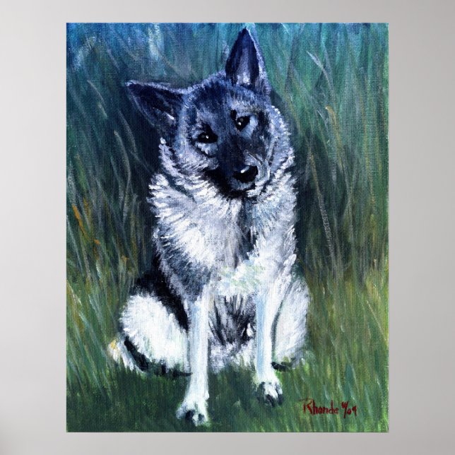 Póster Retrato de perro de Elkhound de Noruega (Frente)