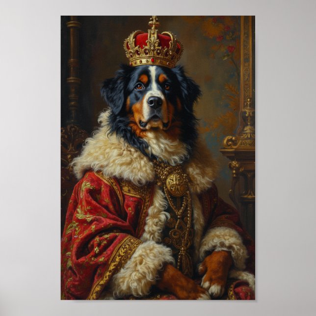 Póster Retrato de Perro de Montaña Bernés Real (Frente)