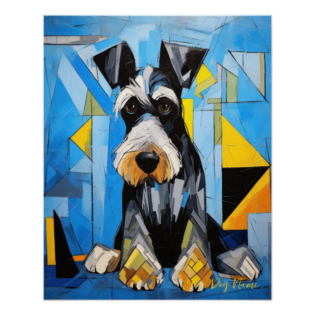 Póster Retrato de perro de Schnauzer 004 - Sable Gabriel (Anverso)