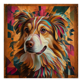 Póster Retrato de perro geométrico abstracto - Arte digit
