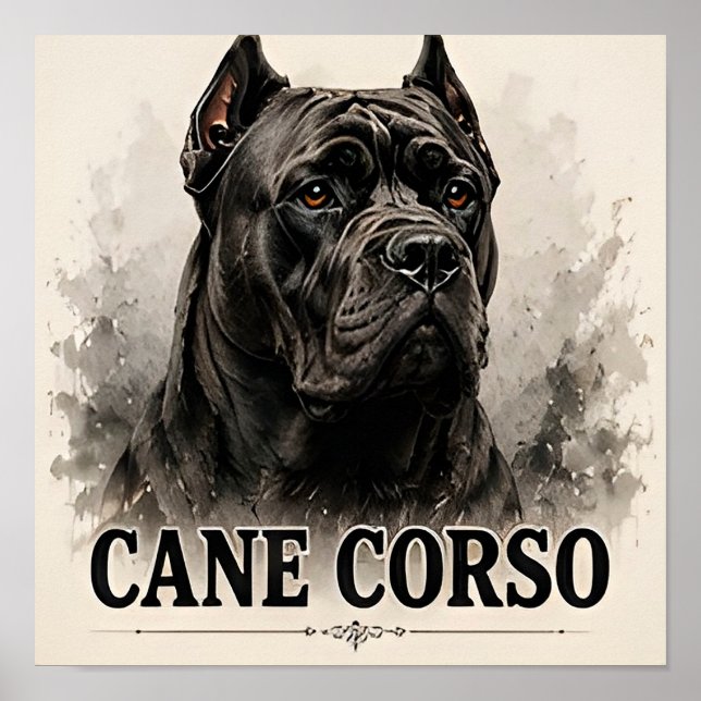 Póster Retrato de perro guardián poderoso Cane Corso (Frente)