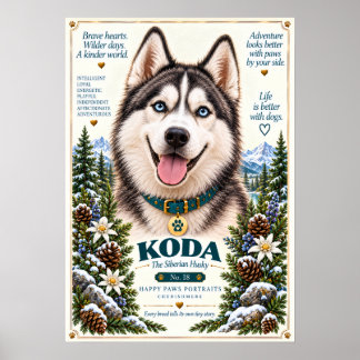 Póster Retrato de perro Husky Siberiano | Koda No. 18