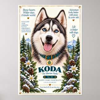 Póster Retrato de perro Husky Siberiano | Koda No. 18