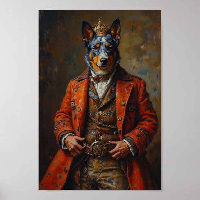 Póster Retrato de Perro Pastor Australiano Real (Frente)