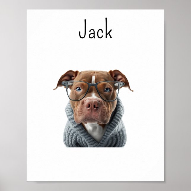 Póster Retrato de perro personalizado, retrato de mascota (Frente)