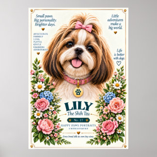 Póster Retrato de perro Shih Tzu | Lily No. 17