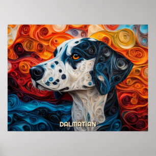 Póster Retrato de perros Dalmatian Quilling Art