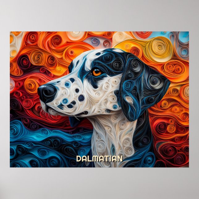 Póster Retrato de perros Dalmatian Quilling Art (Frente)