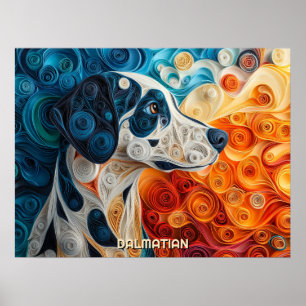 Póster Retrato de perros Dalmatian Quilling Art