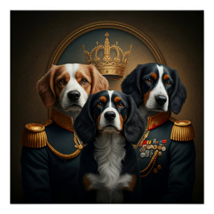 Póster Retrato de personalizado 3 Mascotas: Retrato de Pe
