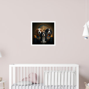 Póster Retrato de personalizado 3 Mascotas: Retrato de Pe
