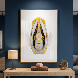 Póster Retrato de pez ángel con rayas amarillas