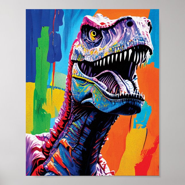 Póster Retrato De Pintura De Un Rex De Tirano | T-Rex (Frente)