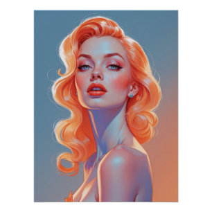 Póster Retrato de pinza de pelo naranja