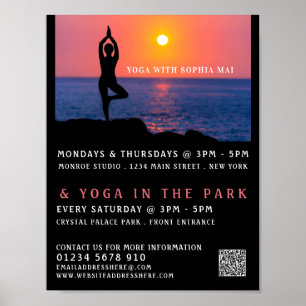 Póster Retrato de playa, publicidad de clase de yoga