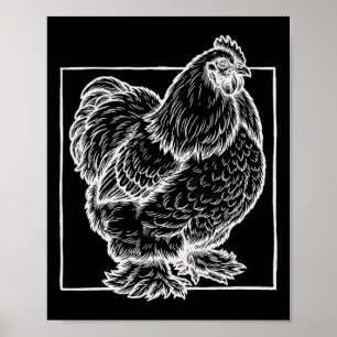 Póster Retrato de pollo Cochin - Ave de granja esponjosa 