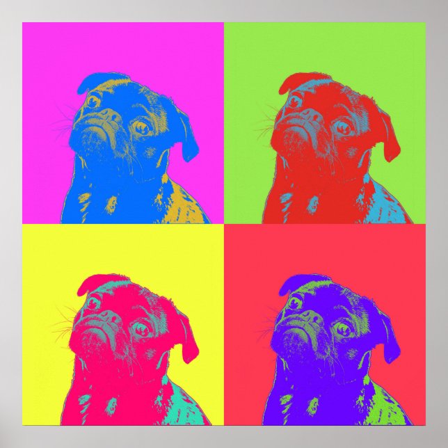 Póster Retrato de pop Art Pug (Frente)