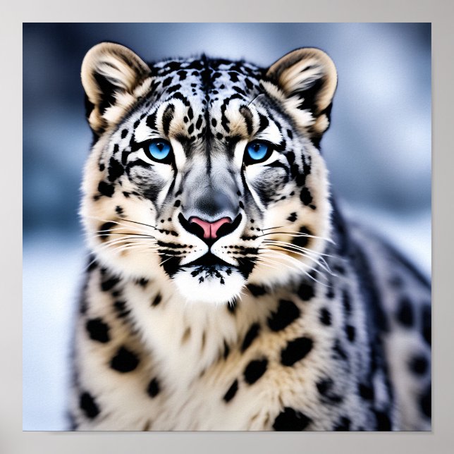 Póster Retrato de primer plano de un leopardo de la nieve (Frente)