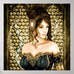 Póster Retrato de princesa de cuento de hadas encantado