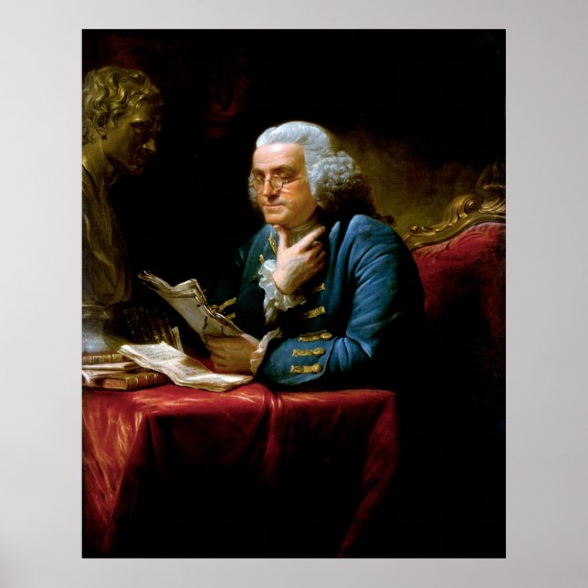 Póster Retrato de pulgar, Benjamin Franklin Padre fundado (Frente)