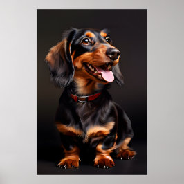 Póster Retrato de realismo de Dachshund vertical
