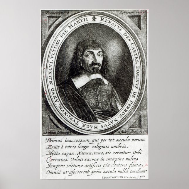 Póster Retrato de René Descartes, 1644 (Frente)