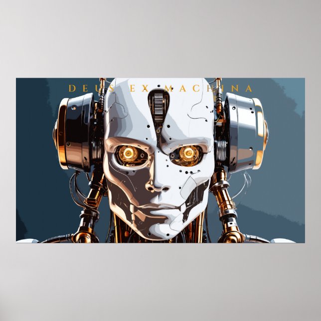 Póster Retrato de Robot de Oro Blanco Deus Ex Machina (Frente)
