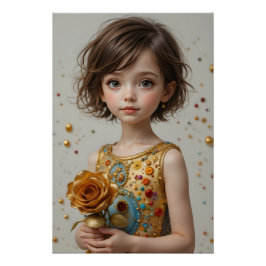 Póster Retrato de Rosa dorado