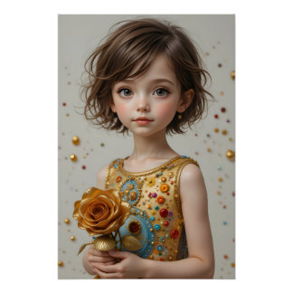 Póster Retrato de Rosa dorado