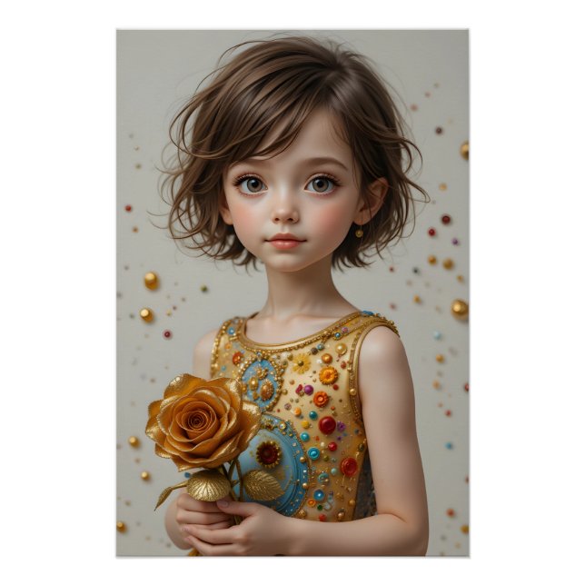 Póster Retrato de Rosa dorado (Anverso)