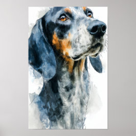 Póster retrato de sabueso coon de garrapata azul