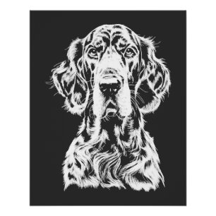 Póster Retrato de Setter Inglés Ropa Minimalista