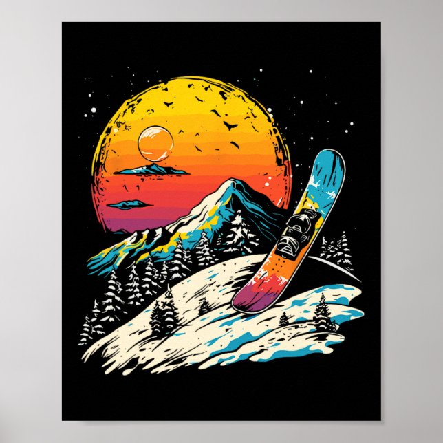 Póster Retrato de Snowboard Deportes de invierno (Frente)