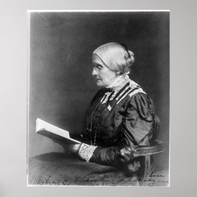 Póster Retrato de Susan B. Anthony Leyendo un libro (Frente)