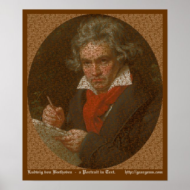 Póster Retrato de texto de Beethoven (Frente)