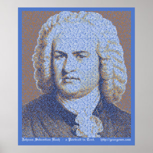 Póster retrato de texto de JS Bach