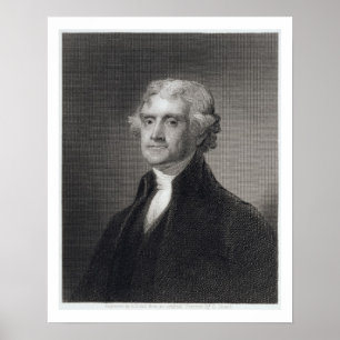 Póster Retrato de Thomas Jefferson, grabado por el Br de