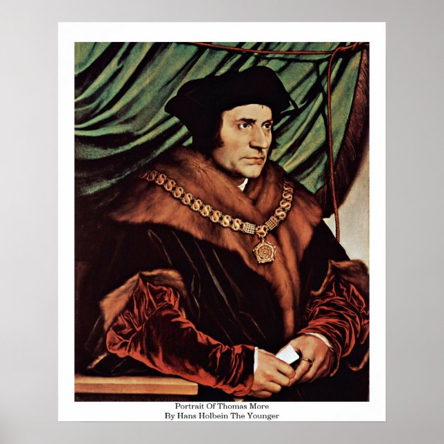 Póster Retrato De Thomas Más, Por Hans Holbein El Joven (Frente)