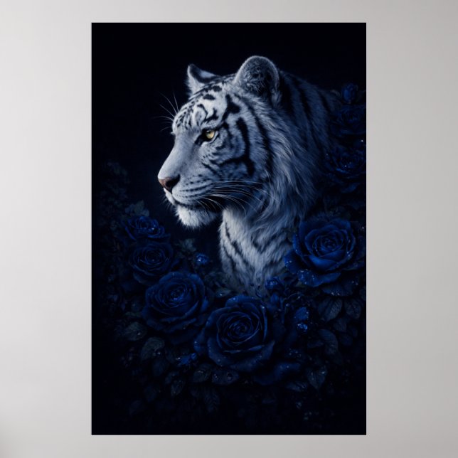 Póster Retrato de Tigre Blanco – Poder Tranquilo y Mirada (Frente)