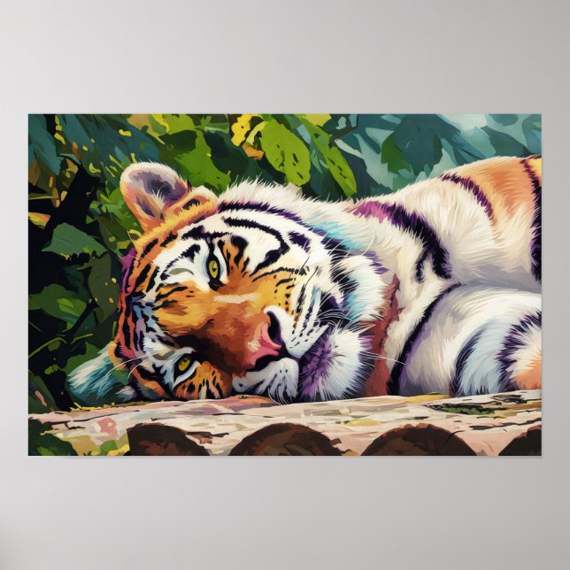 Póster Retrato de tigres en reposo (Frente)