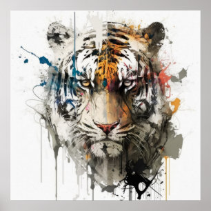 Póster Retrato de tigres pintura animal vida silvestre al