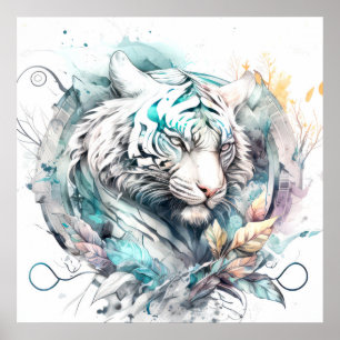 Póster Retrato de tigres pintura animal vida silvestre al