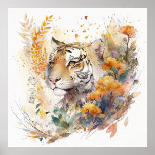 Póster Retrato de tigres pintura animal vida silvestre al