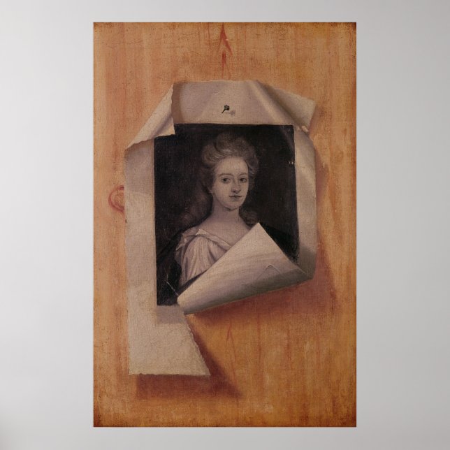 Póster Retrato de Trompe l'Oeil de una dama (Frente)