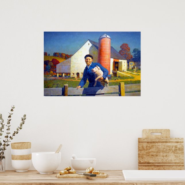 Póster Retrato de un agricultor NC Wyeth 1943 (Cocina)