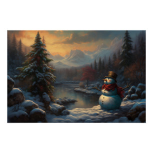 Póster Retrato de un amigo helado   Navidades Snowman