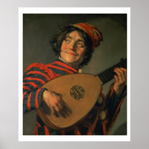 Póster Retrato de un bufón con un lute (aceite sobre lien